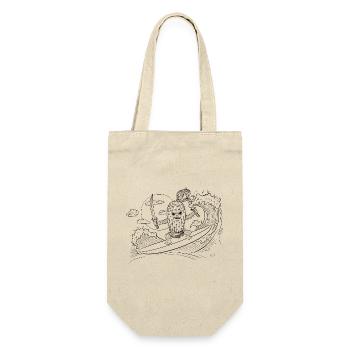 Surfer mit Samurai-Motiv - Geschenkbeutel für Flaschen - Natur - Vorne