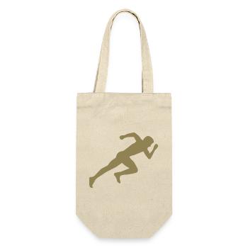 Minimalistische Silhouette Sprinter Sprinten  - Geschenkbeutel für Flaschen - Natur - Vorne