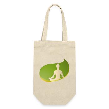 Yoga silhouette in green teardrop shape – Zen Design - Gift Bag for Bottles - nature - Front