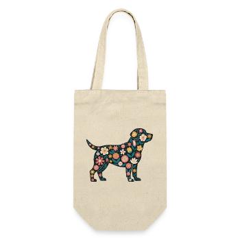 Blumenhund Silhouette - Geschenkbeutel für Flaschen - Natur - Vorne
