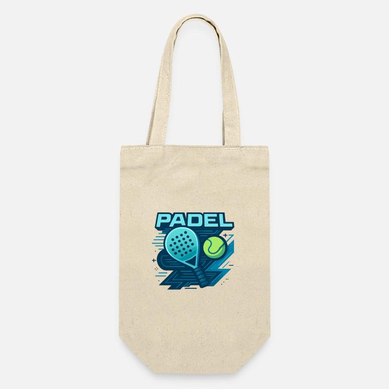 Padel Logo Schläger Ball Dynamik - Geschenkbeutel für Flaschen - Natur