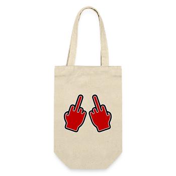 Mittelfinger Zeichen Hand - Geschenkbeutel für Flaschen - Natur - Vorne