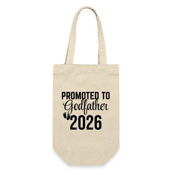 Promoted to Godfather 2026 – Patenonkel Design - Gift Bag for Bottles - nature - Front