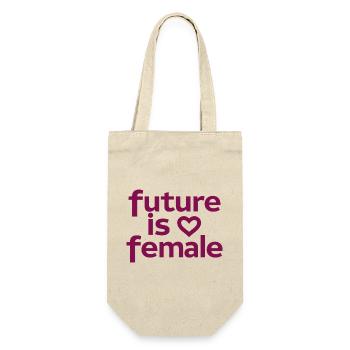 Is Female Feminism Girl Power Heart - Gift Bag for Bottles - nature - Front