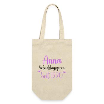 Anna Geburtstagsqueen Seit 1990 Geschenk Design - Geschenkbeutel für Flaschen - Natur - Vorne