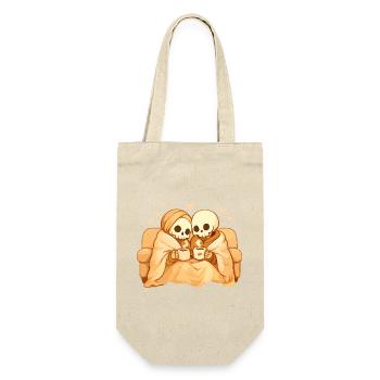 Cozy Skeleton Couple on Sofa – Warmth & Closeness - Gift Bag for Bottles - nature - Front