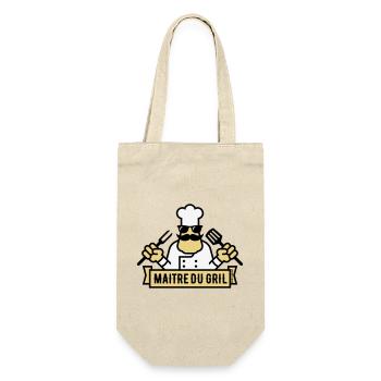 Grill Master (Grill / BBQ / BBQ / 3C) - Geschenkbeutel für Flaschen - Natur - Vorne