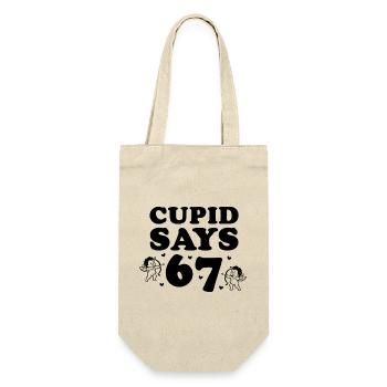 Cupid Says 67 – großes Schriftmotiv - Geschenkbeutel für Flaschen - Natur - Vorne