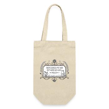 Just be patient - over time grass turns into milk - Gift Bag for Bottles - nature - Front