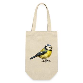 Blue Illustration – Little Bird Nature Motif - Gift Bag for Bottles - nature - Front