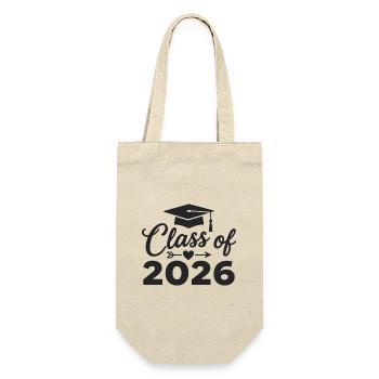 CLASS OF 2026 Absolventen Abschluss Studium - Geschenkbeutel für Flaschen - Natur - Vorne