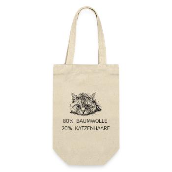 80% Baumwolle - 20% Katzenhaare  - Geschenkbeutel für Flaschen - Natur - Vorne