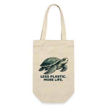 Less Plastic More Life Schildkröten Design - Geschenkbeutel für Flaschen - Natur - Vorne