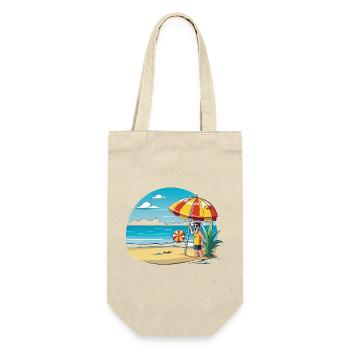 Strandurlaub Cartoon mit Sonnenschirm - Geschenkbeutel für Flaschen - Natur - Vorne
