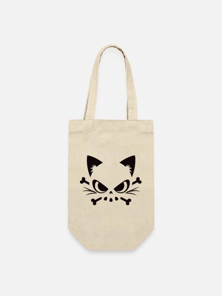 Crâne de chat | Motif minimaliste de Skull & Bones - Sac à bouteille - nature