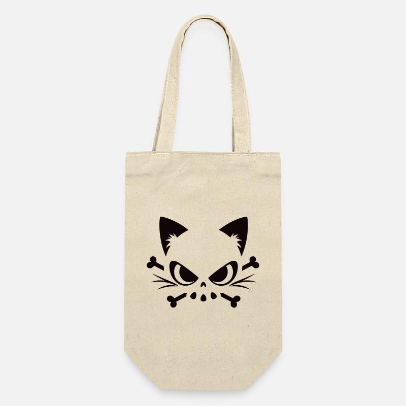 Crâne de chat | Motif minimaliste de Skull & Bones - Sac à bouteille - nature