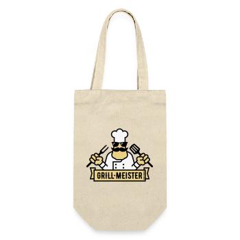 Grillmeister (Grillen / Barbecue / BBQ / 3C) - Geschenkbeutel für Flaschen - Natur - Vorne