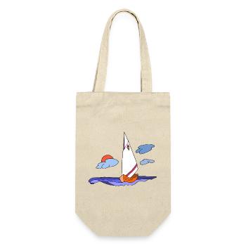 Segelboot - Geschenkbeutel für Flaschen - Natur - Vorne