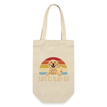 GOLDEN RETRIEVER VIBES Retro Motif - Gift Bag for Bottles - nature - Front