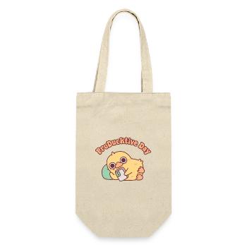 Cute Duck Chilling With Handphone ProDucktive Day - Gift Bag for Bottles - nature - Front