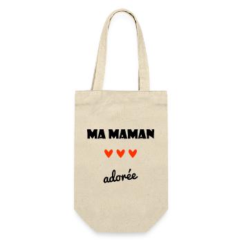 MAMA LIEBTE ES. MAMA. MUTTERTAG. ALLES GUTE ZUM GEBURTSTAG - Geschenkbeutel für Flaschen - Natur - Vorne
