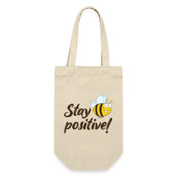 Stay positive Fröhliche Biene Gute Laune - Geschenkbeutel für Flaschen - Natur - Vorne