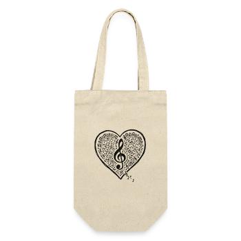 Musik Herz Notenschlüssel Liebe Sound - Geschenkbeutel für Flaschen - Natur - Vorne