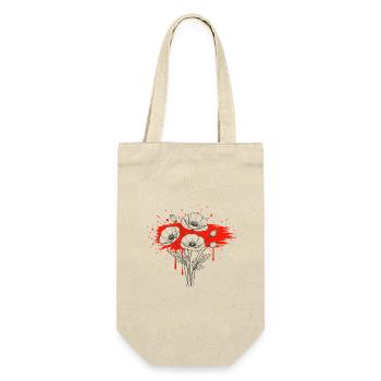 Mohnblumen Rot Schwarz Vintage Design - Geschenkbeutel für Flaschen - Natur - Vorne