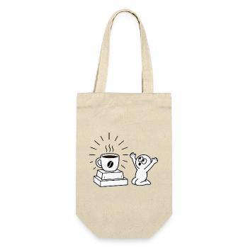 Kaffeebecher Freude Comicdesign - Geschenkbeutel für Flaschen - Natur - Vorne