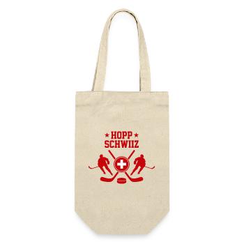 Hopp Schwiiz Eishockey Fan Schweiz Stolz - Geschenkbeutel für Flaschen - Natur - Vorne