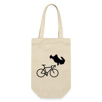 Fahrrad Radeln Hase - Geschenkbeutel für Flaschen - Natur - Vorne