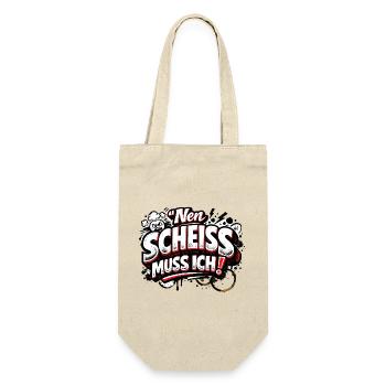 Nen Scheiss Muss Ich freches Statement - Geschenkbeutel für Flaschen - Natur - Vorne