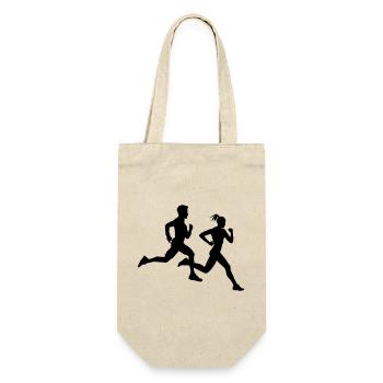 Running Duo – Marathon Team - Gift Bag for Bottles - nature - Front