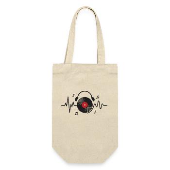 Vinyl Records Heartbeat Music - Gift Bag for Bottles - nature - Front