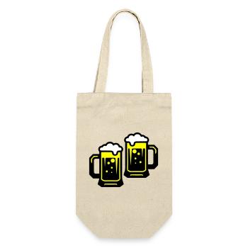 Bier Prost Symbol - Geschenkbeutel für Flaschen - Natur - Vorne