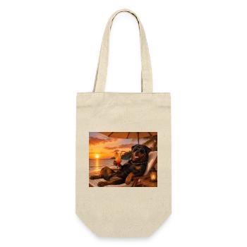 Entspannter Rottweiler am Strand - Geschenkbeutel für Flaschen - Natur - Vorne