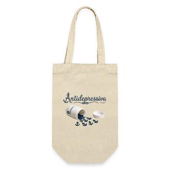 Antidepressive Anker Glitter Logo - Geschenkbeutel für Flaschen - Natur - Vorne