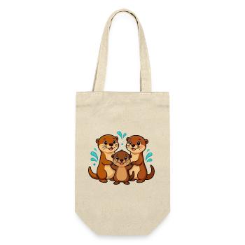 Lustige Otterfamilie - Geschenkbeutel für Flaschen - Natur - Vorne
