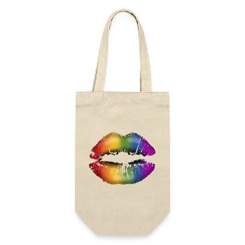 Lip Kissable Lips with Lipstick LGBTQ Rainbow - Gift Bag for Bottles - nature - Front