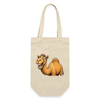 Lachendes Kamel Cartoon - Geschenkbeutel für Flaschen - Natur - Vorne