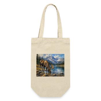Alpen-Elch am Bergsee - Geschenkbeutel für Flaschen - Natur - Vorne