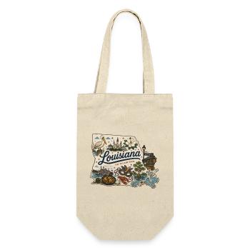 Louisiana Pelican State Vintage Reiseaufkleber - Geschenkbeutel für Flaschen - Natur - Vorne