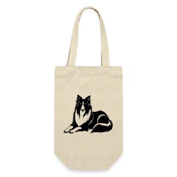 Collie-Hundelegen - Geschenkbeutel für Flaschen - Natur - Vorne