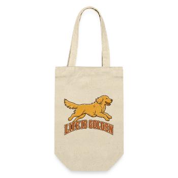 Life is golden mit Golden Retriever - Geschenkbeutel für Flaschen - Natur - Vorne