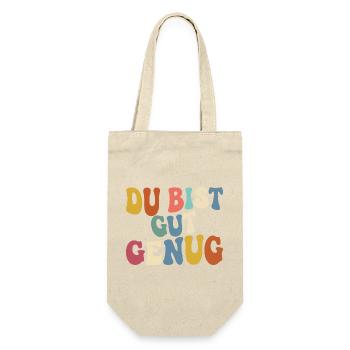 Du Bist Gut Genug Meme Quote Retro Groovy - Geschenkbeutel für Flaschen - Natur - Vorne