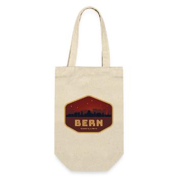 Bern Schweiz Skyline Badge Rot - Geschenkbeutel für Flaschen - Natur - Vorne