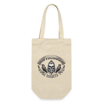 Viking Schädel mit Raben und Knoten - Geschenkbeutel für Flaschen - Natur - Vorne