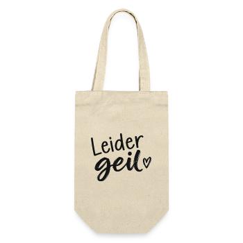 Leider Geil - Cooler Spruch - Geschenkidee - Geschenkbeutel für Flaschen - Natur - Vorne