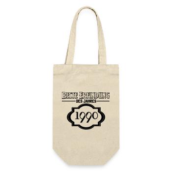 Beste Erfindung des Jahres 1990 Geschenk - Geschenkbeutel für Flaschen - Natur - Vorne