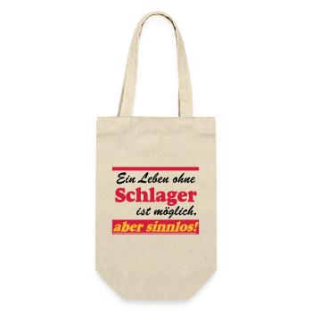 Schlager Party , Schlager Musik , aber sinnlos - Geschenkbeutel für Flaschen - Natur - Vorne